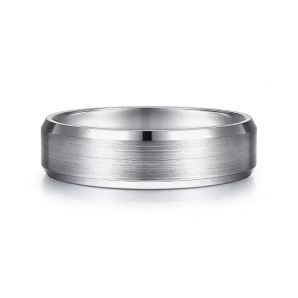 14K Gold 6mm - Satin Finish Beveled Edge Men's Wedding Band - Image 9