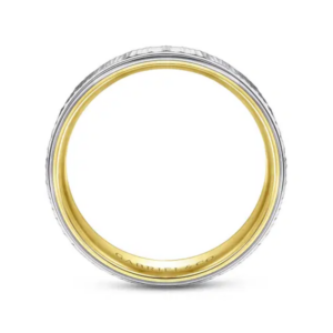 14K Two-Tone Gold 6mm – Vertical Etching Men’s Wedding Band Gabriel 16