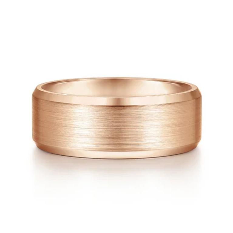 14K Gold 8mm – Satin Finish Beveled Edge Men’s Wedding Band Gabriel 18