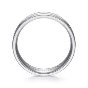 14K Gold 6mm – Satin Finish Milgrain Accent Men’s Wedding Band Gabriel 42