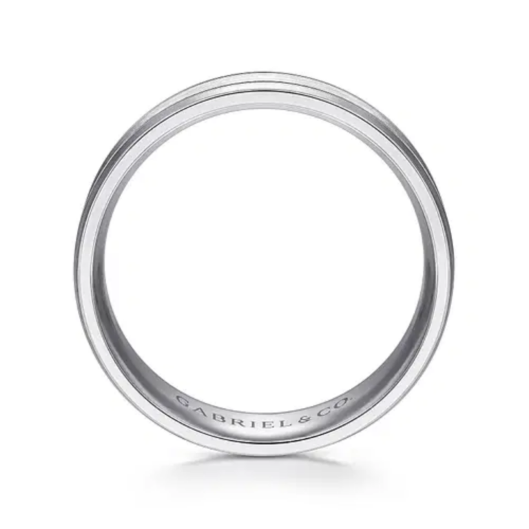 14K Gold 6mm – Satin Finish Milgrain Accent Men’s Wedding Band Gabriel 16