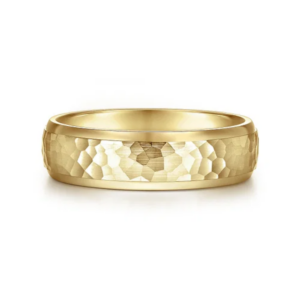 14K Gold 6mm - Hammered Finish Men's Wedding Band