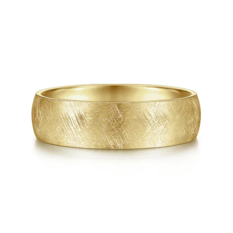 14K Gold 6mm – Diamond Brush Finish Men’s Wedding Band Gabriel 22