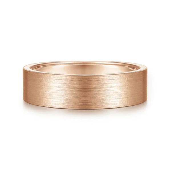 14K Gold 6mm - Flat Satin Finish Men's Wedding Band - Image 9