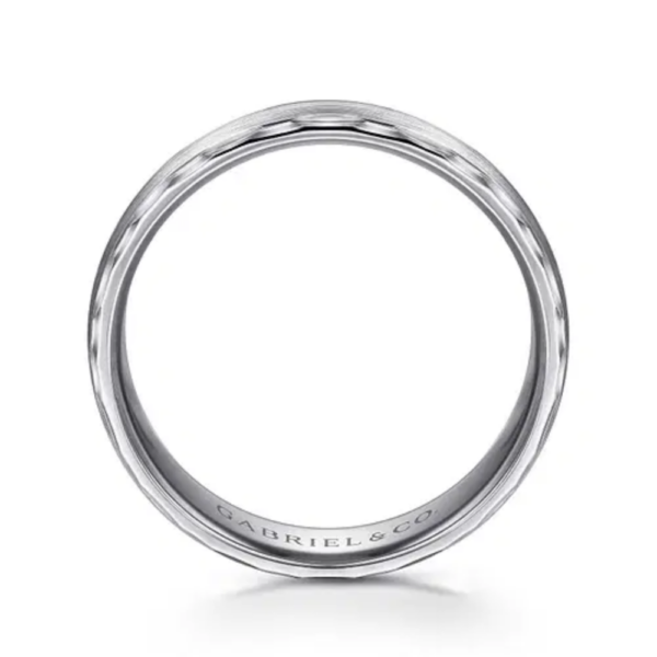 14K Gold 6mm - Satin Carved Men's Wedding Band - Image 7