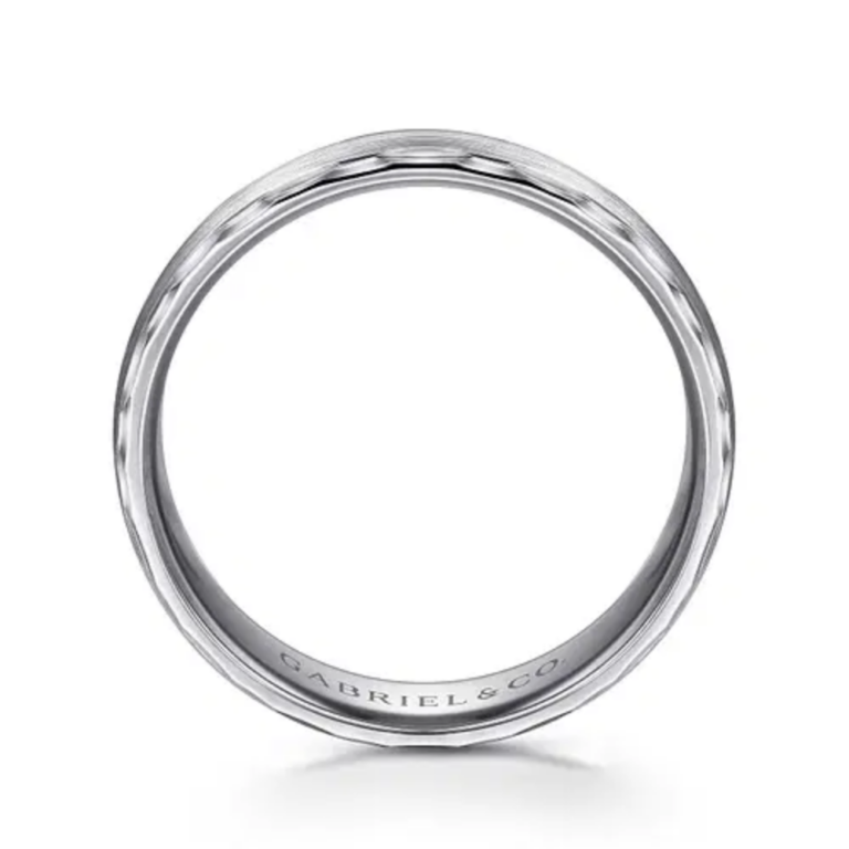 14K Gold 6mm – Satin Carved Men’s Wedding Band Gabriel 20