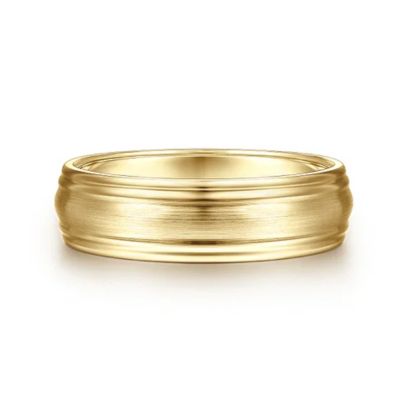 14K Gold 6mm - Satin Finish Grooved Men's Wedding Band - Image 9