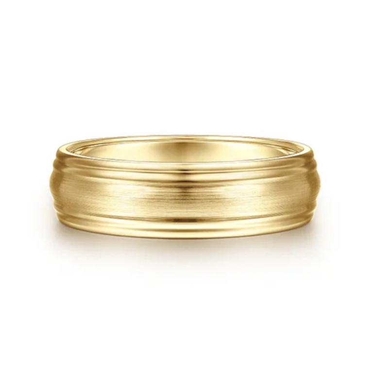 14K Gold 6mm – Satin Finish Grooved Men’s Wedding Band Gabriel 22