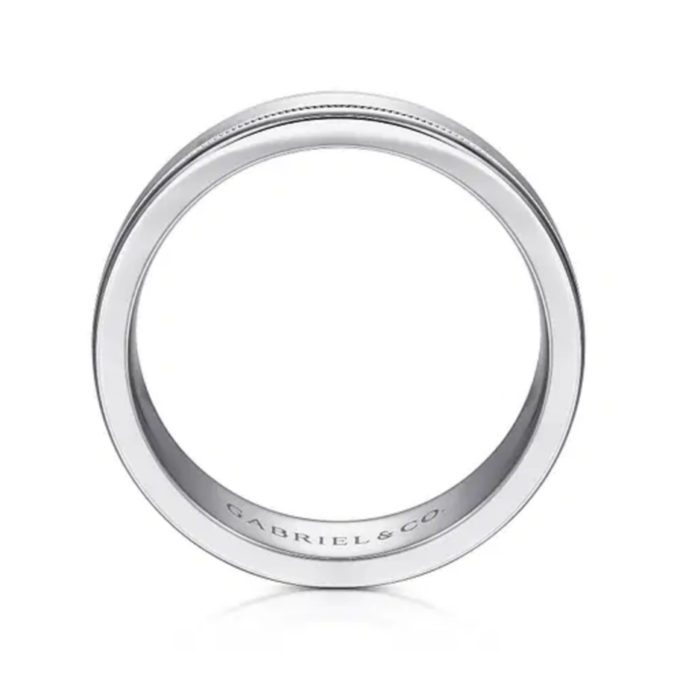14K Gold 7mm – Milgrain Accented Men’s Wedding Band Gabriel 16