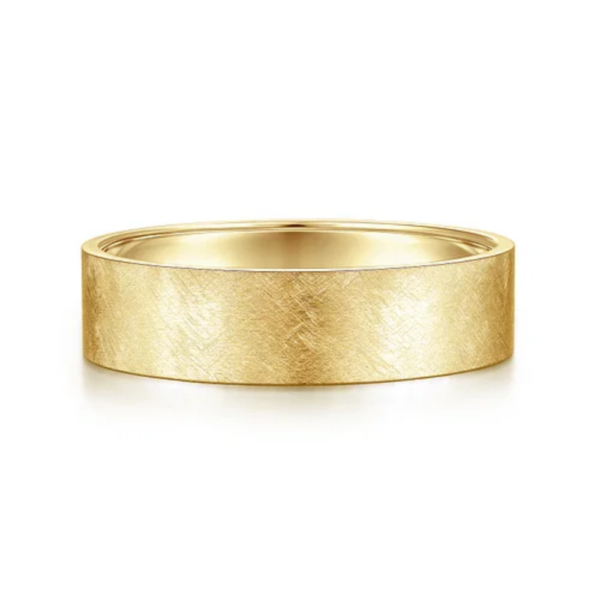 14K Gold 6mm - Flat Brushed Finish Men's Wedding Band