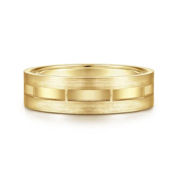 14K Gold 6mm - Brushed & Satin Interwoven Men's Wedding Band