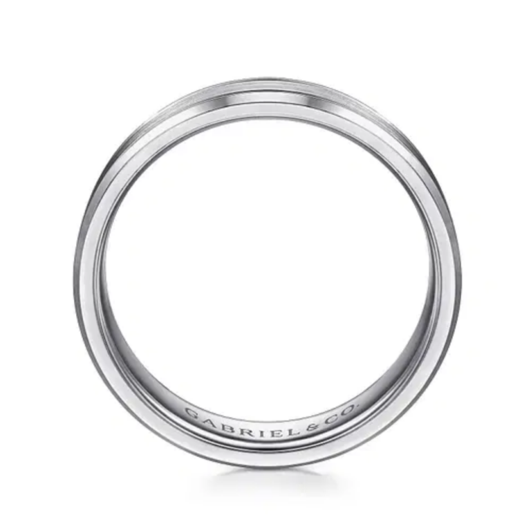 14K Gold 6mm – Satin Finish Carved Men’s Wedding Band Gabriel 16