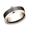 14K Gold and Black Titanium 8mm – Satin Men’s Wedding Band Benchmark 38