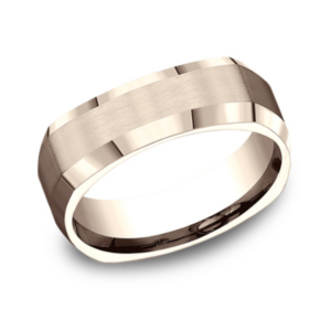 14K Gold 7mm – Four-Sided Satin Men’s Wedding Band Benchmark 35