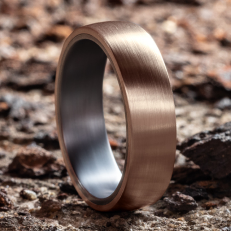 14K Gold and Tantalum 6.5mm – Satin Sleeve Men’s Wedding Band Benchmark 19