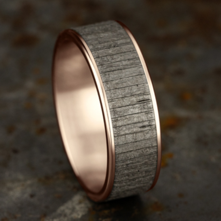 14K Gold and Tantalum 7.5mm – Wood Men’s Wedding Band Ammara Stone 19