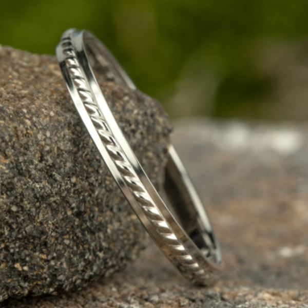 14K Gold 2mm - Rope Detailed Eternity Stackable Band - Image 9