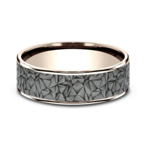 14K Gold and Tantalum 7.5mm – Kaleidoscope Men’s Wedding Band Ammara Stone 16