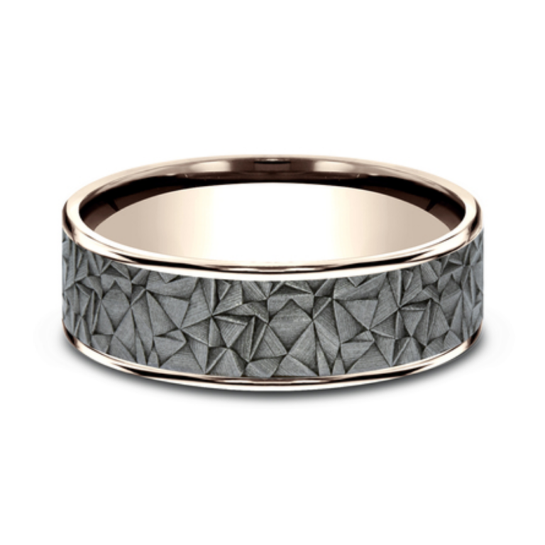 14K Gold and Tantalum 7.5mm – Kaleidoscope Men’s Wedding Band Ammara Stone 34