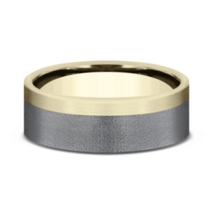 14K Gold and Tantalum 7mm – Wire Off-Center Men’s Wedding Band Ammara Stone 16