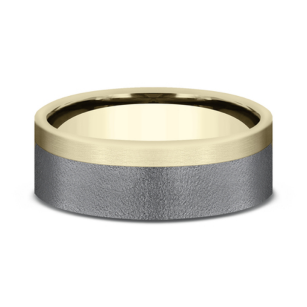 14K Gold and Tantalum 7mm - Wire Off-Center Men's Wedding Band - Image 7