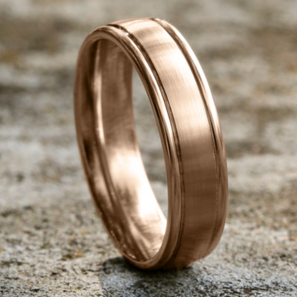 14K Gold 6mm - Rounded Satin Finish Men's Wedding Band - Image 7