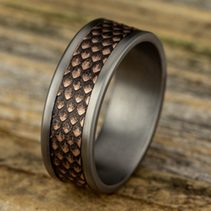 14K Gold and Tantalum 8mm – Dragon Scale Men’s Wedding Band Ammara Stone 23