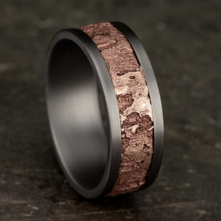 14K Gold and Tantalum 8mm – Wall Fracture Men’s Wedding Band Ammara Stone 23