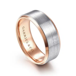 14K Gold 8mm – Satin Finish Beveled Edges Men’s Wedding Band Gabriel 23