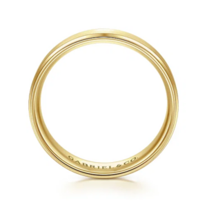 14K Gold 6mm – Satin Finish Beveled Edge Men’s Wedding Band Gabriel 50