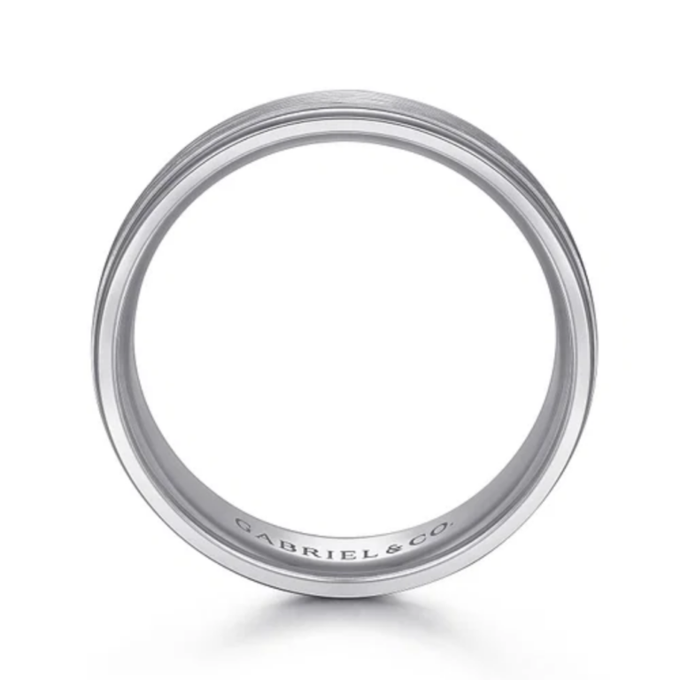 14K Two-Tone Gold 7mm – Satin Finish Men’s Wedding Band Gabriel 20