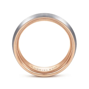 14K Two-Tone Gold 8mm – Satin Finish Men’s Wedding Band Gabriel 16