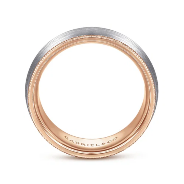 14K Two-Tone Gold 8mm - Satin Finish Men's Wedding Band - Image 3