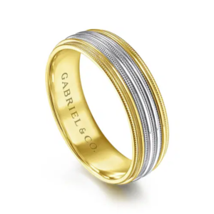 14K Two-Tone Gold 6mm - Milgrain Channel Men's Wedding Band