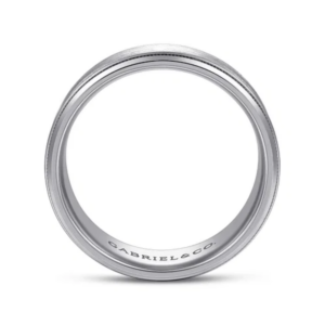 14K Two-Tone Gold 8mm – Satin Finish Milgrain Beveled Men’s Wedding Band Gabriel 24