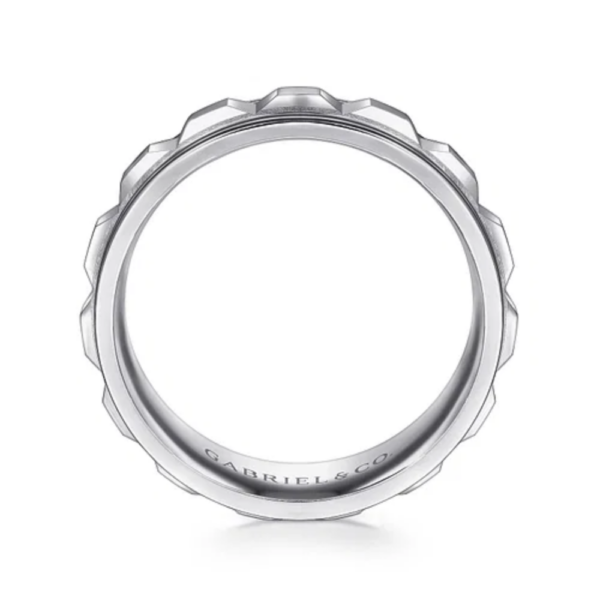 14K Two-Tone Gold 8mm - Grommet Inlay Men's Wedding Band - Image 10