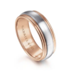 14K Two-Tone Gold 8mm – Satin Finish Grooved Men’s Wedding Band Gabriel 45