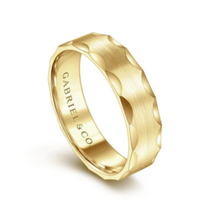14K Gold 6mm - Satin Grooved Edge Men's Wedding Band
