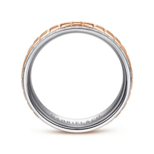 14K Two-Tone Gold 7mm – Square Carved Men’s Wedding Band Gabriel 46