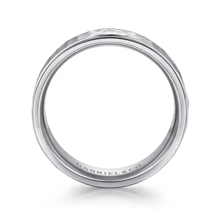 14K Two-Tone Gold 8mm – Hammered Finish Men’s Wedding Band Gabriel 24