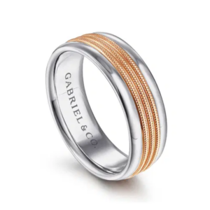 14K Two-Tone Gold 7mm - Milgrain Channel Men's Wedding Band