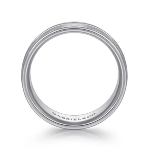 14K Two-Tone Gold 8mm – Satin Finish Grooved Channel Men’s Wedding Band Gabriel 20