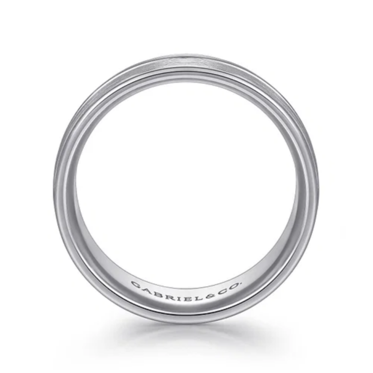 14K Two-Tone Gold 8mm – Satin Finish Grooved Channel Men’s Wedding Band Gabriel 20