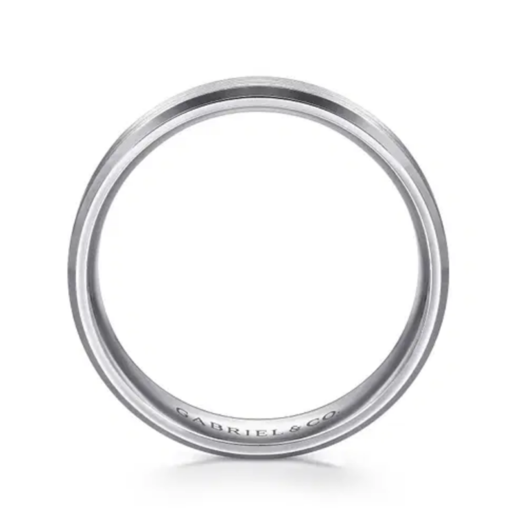 14K Gold 6mm – Satin Finish Beveled Edge Men’s Wedding Band Gabriel 25