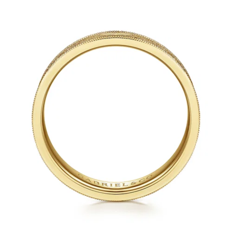 14K Gold 6mm – Sandblast Vertical Etching Men’s Wedding Band Gabriel 20