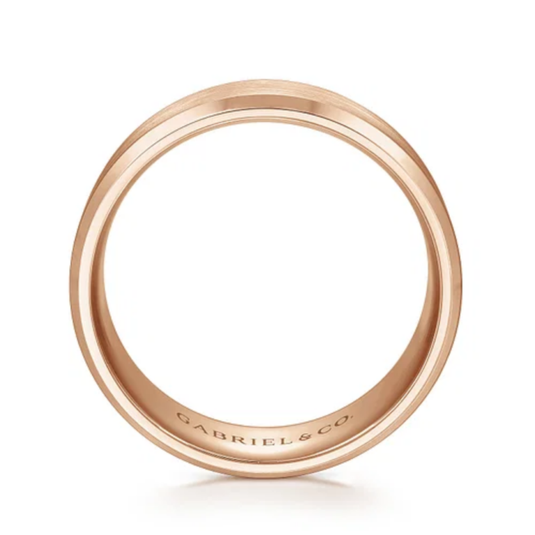 14K Gold 8mm – Satin Finish Beveled Edge Men’s Wedding Band Gabriel 20