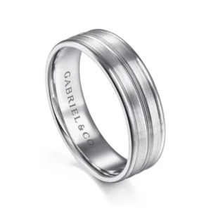14K Gold 6mm - Satin Finish Center Groove Men's Wedding Band
