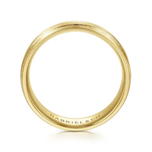 14K Gold 7mm – Satin Finish Grooved Accents Men’s Wedding Band Gabriel 24