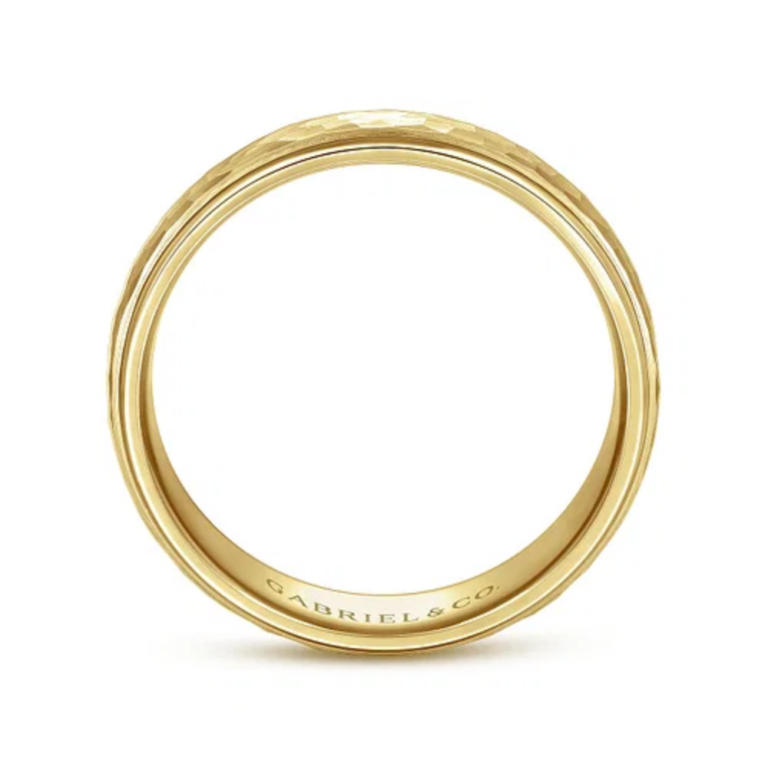 14K Gold 6mm – Hammered Finish Men’s Wedding Band Gabriel 16
