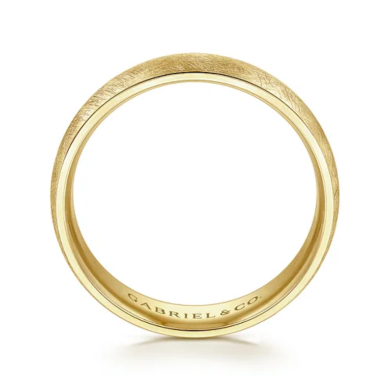14K Gold 6mm – Diamond Brush Finish Men’s Wedding Band Gabriel 24